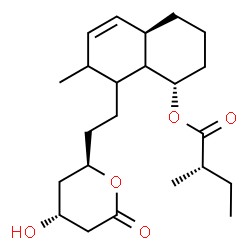 ChemSpider 2D Image | (1S,4aR)-8-{2-[(2R,4R)-4-Hydroxy-6-oxotetrahydro-2H-pyran-2-yl]ethyl}-7-methyl-1,2,3,4,4a,7,8,8a-octahydro-1-naphthalenyl (2S)-2-methylbutanoate | C23H36O5