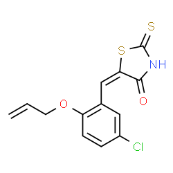 ChemSpider 2D Image | (5E)-5-[2-(Allyloxy)-5-chlorobenzylidene]-2-thioxo-1,3-thiazolidin-4-one | C13H10ClNO2S2