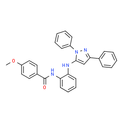 ChemSpider 2D Image | N-{2-[(1,3-Diphenyl-1H-pyrazol-5-yl)amino]phenyl}-4-methoxybenzamide | C29H24N4O2
