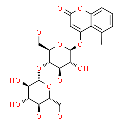 ChemSpider 2D Image | 5-Methyl-2-oxo-2H-chromen-4-yl 4-O-beta-D-glucopyranosyl-beta-D-glucopyranoside | C22H28O13