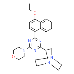 ChemSpider 2D Image | 2-[4-(4-Ethoxy-1-naphthyl)-6-(4-morpholinyl)-1,3,5-triazin-2-yl]-1,4-diazabicyclo[2.2.2]octane | C25H30N6O2
