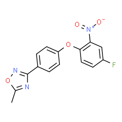 ChemSpider 2D Image | 3-[4-(4-Fluoro-2-nitrophenoxy)phenyl]-5-methyl-1,2,4-oxadiazole | C15H10FN3O4