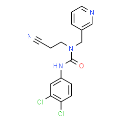 ChemSpider 2D Image | 1-(2-Cyanoethyl)-3-(3,4-dichlorophenyl)-1-(3-pyridinylmethyl)urea | C16H14Cl2N4O
