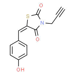 ChemSpider 2D Image | (5E)-5-(4-Hydroxybenzylidene)-3-(2-propyn-1-yl)-1,3-thiazolidine-2,4-dione | C13H9NO3S