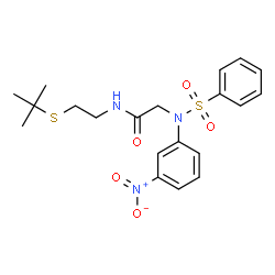ChemSpider 2D Image | N-[2-(tert-butylsulfanyl)ethyl]-N~2~-(3-nitrophenyl)-N~2~-(phenylsulfonyl)glycinamide | C20H25N3O5S2