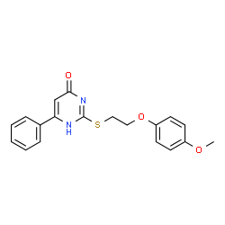 ChemSpider 2D Image | 4(3H)-pyrimidinone, 2-[[2-(4-methoxyphenoxy)ethyl]thio]-6-phenyl- | C19H18N2O3S