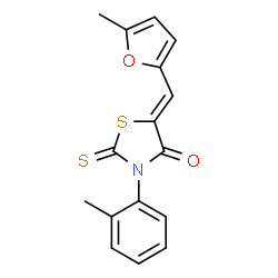 ChemSpider 2D Image | (5Z)-5-[(5-Methyl-2-furyl)methylene]-3-(2-methylphenyl)-2-thioxo-1,3-thiazolidin-4-one | C16H13NO2S2