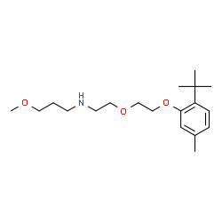 ChemSpider 2D Image | 3-Methoxy-N-(2-{2-[5-methyl-2-(2-methyl-2-propanyl)phenoxy]ethoxy}ethyl)-1-propanamine | C19H33NO3
