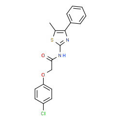 ChemSpider 2D Image | 2-(4-Chlorophenoxy)-N-(5-methyl-4-phenyl-1,3-thiazol-2-yl)acetamide | C18H15ClN2O2S