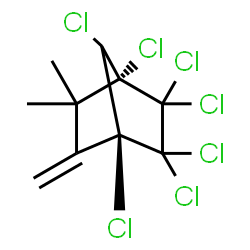 ChemSpider 2D Image | (1S,4R)-1,2,2,3,3,4,7-Heptachloro-5,5-dimethyl-6-methylenebicyclo[2.2.1]heptane | C10H9Cl7
