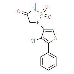 ChemSpider 2D Image | 5-(4-Chloro-5-phenyl-3-thienyl)-1,2,5-thiadiazolidin-3-one 1,1-dioxide | C12H9ClN2O3S2
