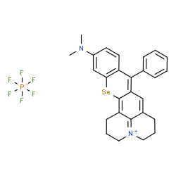 ChemSpider 2D Image | 12-(Dimethylamino)-9-phenyl-2,3,6,7-tetrahydro-1H,5H-pyrido[3,2,1-ij]selenochromeno[2,3-f]quinolin-4-ium hexafluorophosphate | C27H27F6N2PSe