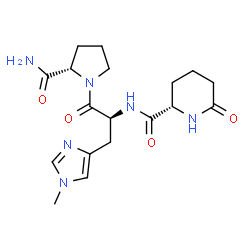 ChemSpider 2D Image | 1-Methyl-N-{[(2S)-6-oxo-2-piperidinyl]carbonyl}-L-histidyl-L-prolinamide | C18H26N6O4