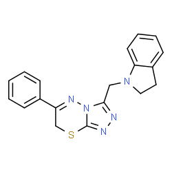 ChemSpider 2D Image | 3-(2,3-Dihydro-1H-indol-1-ylmethyl)-6-phenyl-7H-[1,2,4]triazolo[3,4-b][1,3,4]thiadiazine | C19H17N5S