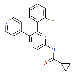 ChemSpider 2D Image | N-[6-(2-Fluorophenyl)-5-(4-pyridinyl)-2-pyrazinyl]cyclopropanecarboxamide | C19H15FN4O