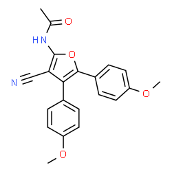 ChemSpider 2D Image | N-[3-Cyano-4,5-bis(4-methoxyphenyl)-2-furyl]acetamide | C21H18N2O4