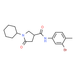 ChemSpider 2D Image | N-(3-Bromo-4-methylphenyl)-1-cyclohexyl-5-oxo-3-pyrrolidinecarboxamide | C18H23BrN2O2