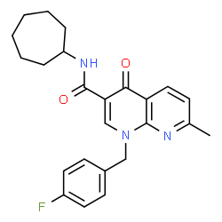 ChemSpider 2D Image | N-Cycloheptyl-1-(4-fluorobenzyl)-7-methyl-4-oxo-1,4-dihydro-1,8-naphthyridine-3-carboxamide | C24H26FN3O2