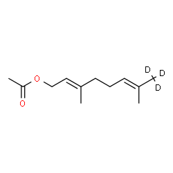 ChemSpider 2D Image | (2E,6E)-3,7-Dimethyl(8,8,8-~2~H_3_)-2,6-octadien-1-yl acetate | C12H17D3O2