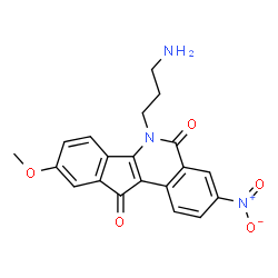 ChemSpider 2D Image | 6-(3-Aminopropyl)-9-methoxy-3-nitro-5H-indeno[1,2-c]isoquinoline-5,11(6H)-dione | C20H17N3O5