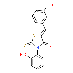 ChemSpider 2D Image | (5Z)-5-(3-Hydroxybenzylidene)-3-(2-hydroxyphenyl)-2-thioxo-1,3-thiazolidin-4-one | C16H11NO3S2