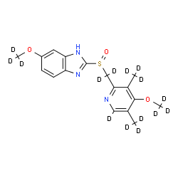 ChemSpider 2D Image | 2-{[{3,5-Bis[(~2~H_3_)methyl]-4-[(~2~H_3_)methyloxy](~2~H)-2-pyridinyl}(~2~H_2_)methyl]sulfinyl}-6-[(~2~H_3_)methyloxy]-1H-benzimidazole | C17H4D15N3O3S