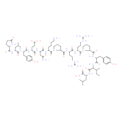 ChemSpider 2D Image | 5-Oxoprolylleucyltyrosyl-alpha-glutamylasparaginyllysylprolylarginylarginylprolyltyrosylisoleucylleucine | C78H121N21O20