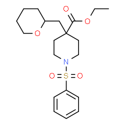 ChemSpider 2D Image | Ethyl 1-(phenylsulfonyl)-4-(tetrahydro-2H-pyran-2-ylmethyl)-4-piperidinecarboxylate | C20H29NO5S