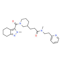 ChemSpider 2D Image | N-Methyl-3-{1-[(2-methyl-4,5,6,7-tetrahydro-2H-indazol-3-yl)carbonyl]-3-piperidinyl}-N-[2-(2-pyridinyl)ethyl]propanamide | C25H35N5O2