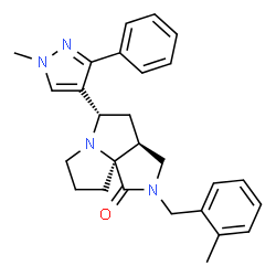 ChemSpider 2D Image | (3aS,5S,9aS)-2-(2-Methylbenzyl)-5-(1-methyl-3-phenyl-1H-pyrazol-4-yl)hexahydro-7H-pyrrolo[3,4-g]pyrrolizin-1(2H)-one | C27H30N4O