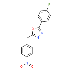 ChemSpider 2D Image | 2-(4-Fluorophenyl)-5-(4-nitrobenzyl)-1,3,4-oxadiazole | C15H10FN3O3