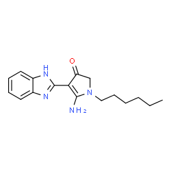 ChemSpider 2D Image | 5-Amino-4-(1H-benzimidazol-2-yl)-1-hexyl-1,2-dihydro-3H-pyrrol-3-one | C17H22N4O