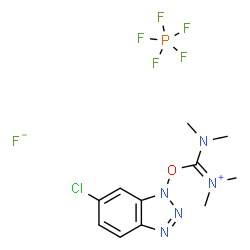 ChemSpider 2D Image | [(6-Chloro-1H-benzotriazol-1-yl)oxy](dimethylamino)-N,N-dimethylmethaniminium fluoride - pentafluorophosphorane (1:1:1) | C11H15ClF6N5OP