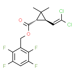 ChemSpider 2D Image | 2,3,5,6-Tetrafluorobenzyl (1S,3R)-3-(2,2-dichlorovinyl)-2,2-dimethylcyclopropanecarboxylate | C15H12Cl2F4O2