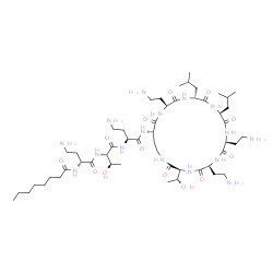 ChemSpider 2D Image | N-[(2R)-4-Amino-1-{[(2S,3R)-1-{[(2S)-4-amino-1-oxo-1-({(3S,6S,9S,12S,15R,18S,21S)-6,9,18-tris(2-aminoethyl)-3-[(1R)-1-hydroxyethyl]-12,15-diisobutyl-2,5,8,11,14,17,20-heptaoxo-1,4,7,10,13,16,19-heptaa
zacyclotricosan-21-yl}amino)-2-butanyl]amino}-3-hydroxy-1-oxo-2-butanyl]amino}-1-oxo-2-butanyl]octanamide | C52H98N16O13
