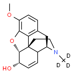 ChemSpider 2D Image | (5alpha,6alpha)-3-Methoxy-17-(~2~H_3_)methyl-7,8-didehydro-4,5-epoxymorphinan-6-ol | C18H18D3NO3