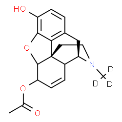 ChemSpider 2D Image | 3-Hydroxy-17-(~2~H_3_)methyl-7,8-didehydro-4,5-epoxymorphinan-6-yl acetate | C19H18D3NO4