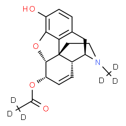 ChemSpider 2D Image | 6-Acetylmorphine-acetyl-d3,N-methyl-d3 | C19H15D6NO4