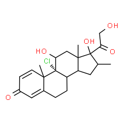 ChemSpider 2D Image | (8xi,10xi,13xi,14xi,17xi)-9-Chloro-11,17,21-trihydroxy-16-methylpregna-1,4-diene-3,20-dione | C22H29ClO5