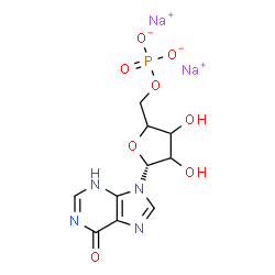 ChemSpider 2D Image | Disodium 9-[(1R)-5-O-phosphonatopentofuranosyl]-3,9-dihydro-6H-purin-6-one | C10H11N4Na2O8P