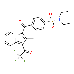ChemSpider 2D Image | N,N-Diethyl-4-{[2-methyl-1-(trifluoroacetyl)-3-indolizinyl]carbonyl}benzenesulfonamide | C22H21F3N2O4S