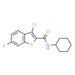 ChemSpider 2D Image | 3-Chloro-N-cyclohexyl-6-fluoro-1-benzothiophene-2-carboxamide | C15H15ClFNOS