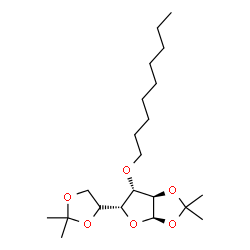 ChemSpider 2D Image | (3aR,5R,6S,6aR)-5-[(4S)-2,2-Dimethyl-1,3-dioxolan-4-yl]-2,2-dimethyl-6-(nonyloxy)tetrahydrofuro[2,3-d][1,3]dioxole | C21H38O6