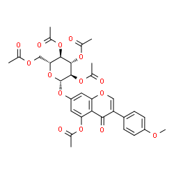 ChemSpider 2D Image | 3-(4-Methoxyphenyl)-4-oxo-7-[(2,3,4,6-tetra-O-acetyl-beta-D-glucopyranosyl)oxy]-4H-chromen-5-yl acetate | C32H32O15