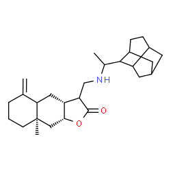 ChemSpider 2D Image | (3aR,8aR,9aR)-8a-Methyl-5-methylene-3-({[1-(tricyclo[4.3.1.0~3,8~]dec-7-yl)ethyl]amino}methyl)decahydronaphtho[2,3-b]furan-2(3H)-one | C27H41NO2