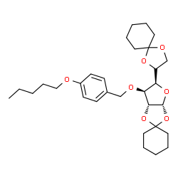 ChemSpider 2D Image | (3a'R,5'R,6'S,6a'R)-5'-[(2R)-1,4-Dioxaspiro[4.5]dec-2-yl]-6'-{[4-(pentyloxy)benzyl]oxy}tetrahydrospiro[cyclohexane-1,2'-furo[2,3-d][1,3]dioxole] | C30H44O7