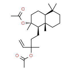 ChemSpider 2D Image | (1R,2R,4aS,8aS)-1-(3-Acetoxy-3-methyl-4-penten-1-yl)-2,5,5,8a-tetramethyldecahydro-2-naphthalenyl acetate | C24H40O4