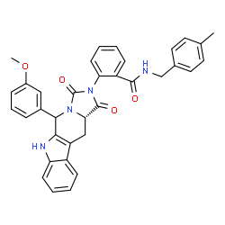 ChemSpider 2D Image | 2-[(11aS)-5-(3-Methoxyphenyl)-1,3-dioxo-5,6,11,11a-tetrahydro-1H-imidazo[1',5':1,6]pyrido[3,4-b]indol-2(3H)-yl]-N-(4-methylbenzyl)benzamide | C35H30N4O4