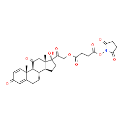ChemSpider 2D Image | 17-Hydroxy-3,11,20-trioxopregna-1,4-dien-21-yl 4-[(2,5-dioxo-1-pyrrolidinyl)oxy]-4-oxobutanoate | C29H33NO10