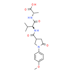 ChemSpider 2D Image | N-{[1-(4-Methoxyphenyl)-5-oxo-3-pyrrolidinyl]carbonyl}-L-valyl-L-alanine | C20H27N3O6